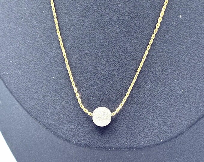 CEL Vintage Two Tone Stardust Ball Slider Necklace Gold Chain Silver Bead