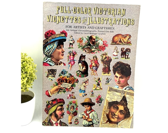 Vintage Dover Full Color Victorian Vignettes Illustrations Craftsmen Book 1984
