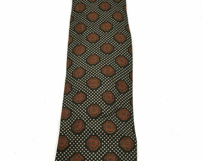 Higbee’s Store For Men Vintage Silk Tie Green Medallion Foulard Print