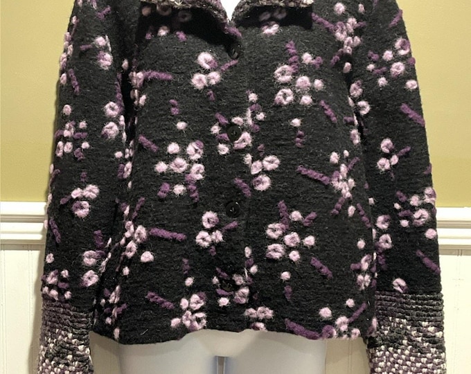 It’s Your Adventure Art To Wear Cardigan Sweater Wool Blend Vtg 80’s Women’s M