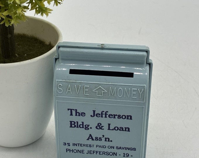 Vintage Jefferson Building & Loan Advertising Savings Bank Save Money