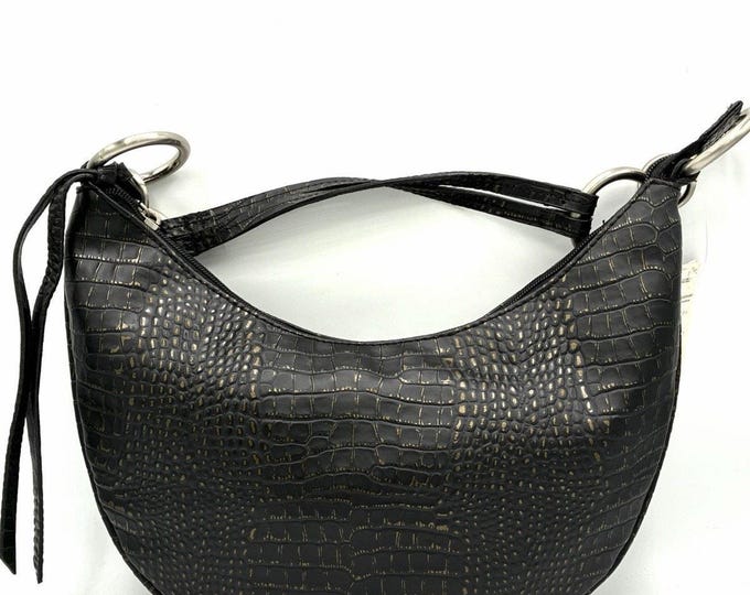 Thalia Sodi Kmart Faux Croc Hobo Purse Black Gold NOS Y2K Tags