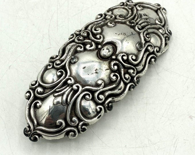 Vintage 1997 Ornate Silver Tone Scroll Belt Buckle 4 Inch Western Baroque