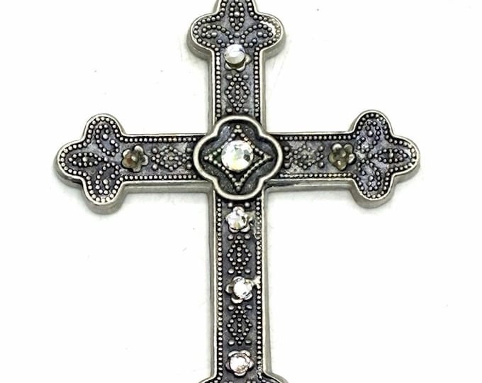 Vintage Ornate Crystal Crucifix Pendant Relic Cloistered Convent Lakewood Ohio