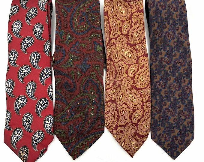 Vintage Silk Paisley Tie Lot of 4 Mens Neckties Harve Benard Courchevel