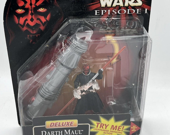 Vtg Deluxe Darth Maul Action Figure Lightsaber Star Wars Episode 1 Hasbro 1998