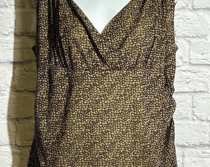 NWT Axcess Liz Claiborne XL Animal Print Stretch V Neck Sleeveless Top