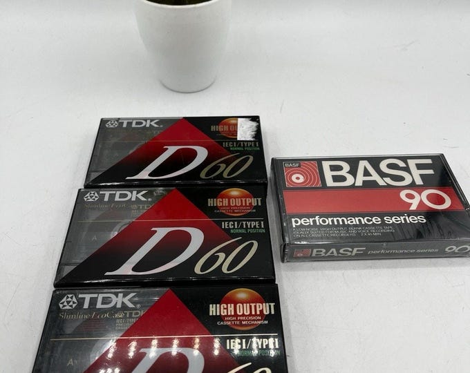 Vintage Sealed Blank Cassette Tape Lot TDK D60 BASF 90 NOS Audio Tapes