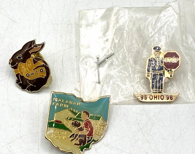 Vintage Ohio Lapel Pin Lot Malabar Farm State Park Rabbit 1995 1996