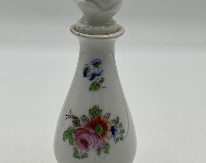 Antique Vintage Perfume Bottle Stopper Dauber Hand Painted Porcelain 5” Japan