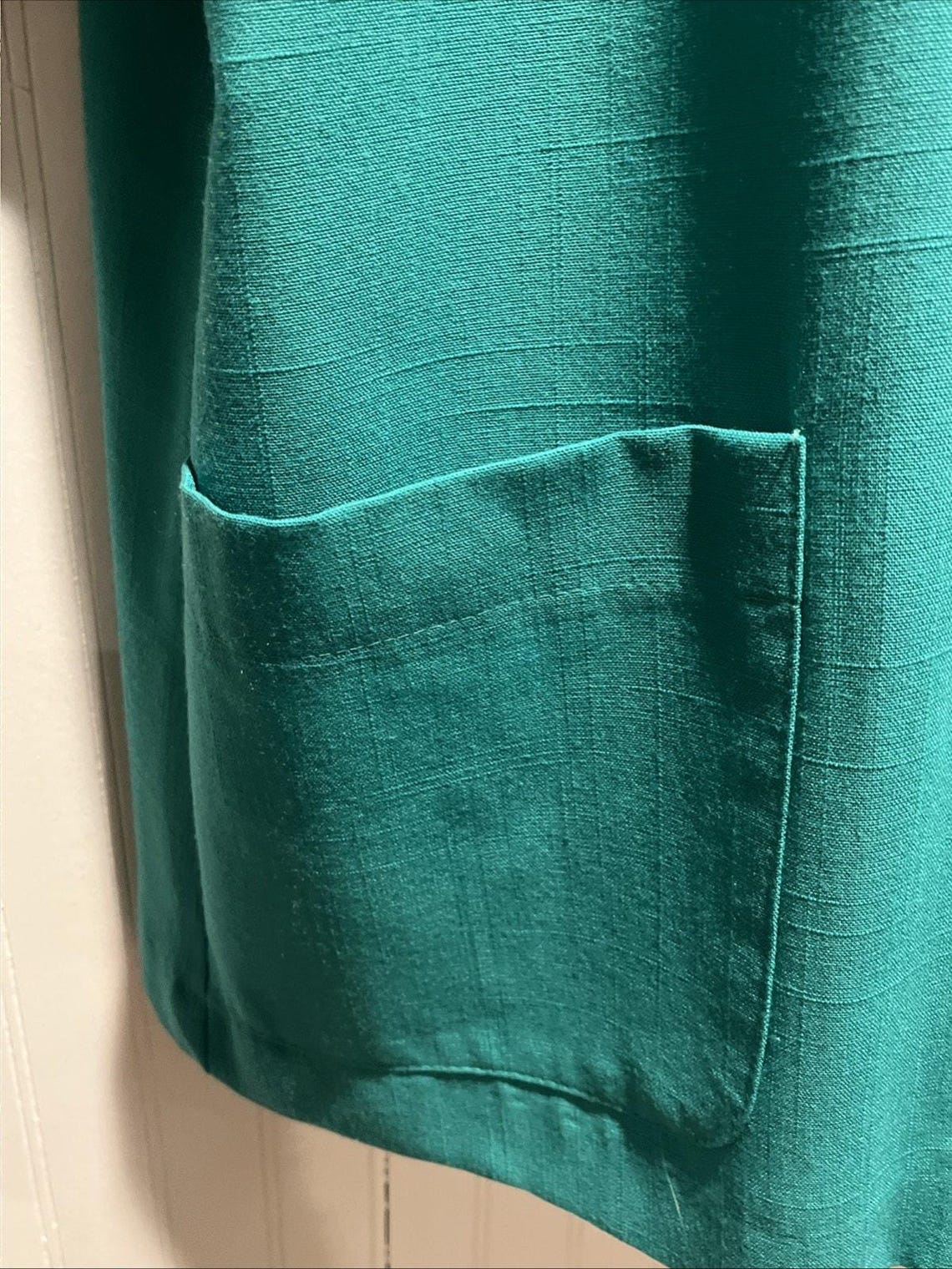Vintage Claude Green Short Sleeve Blazer Jacket Size 16 Retro 1980s Pockets, Foto 4 von 5