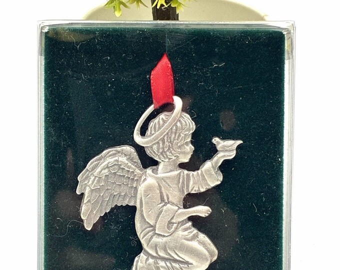 Lindsay Claire Fine Pewter Angel Dove Christmas Ornament Vintage Style