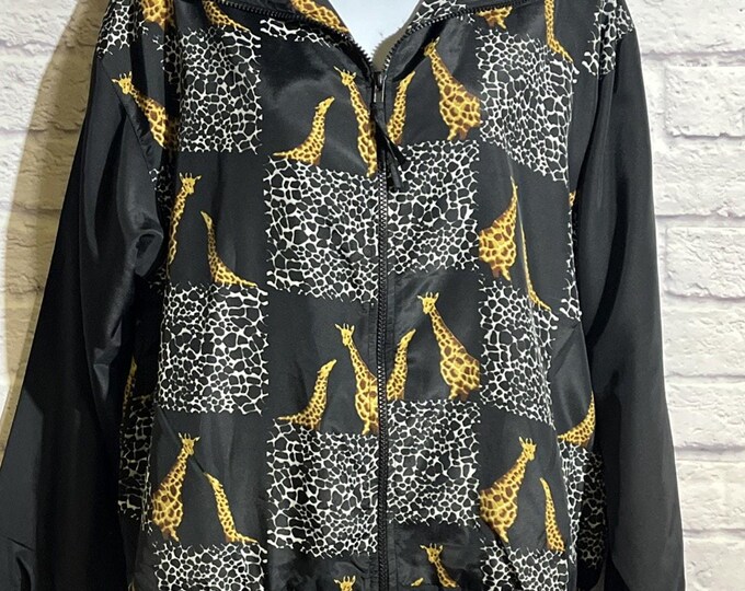 Vintage Small ARGEE Sports Giraffe And Cheetah Print Windbreaker Jacket