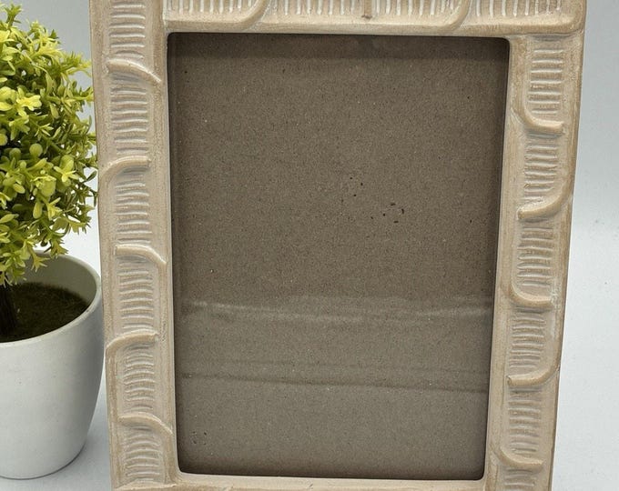 Textured Ceramic Tabletop Picture Frame, Southwest Santa Fe-Style Tan