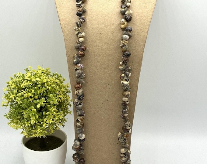 Vintage Natural Seashell Necklace 34” Genuine Shell Cluster Beach Boho Jewelry