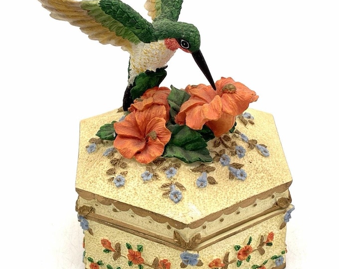 2001 Holsted House Ruby Throated Hummingbird Music Trinket Box Wings of Love