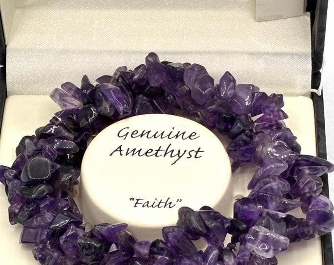 Genuine Amethyst Bracelet Sterling Silver Faith Charm Kohl’s Box Purple