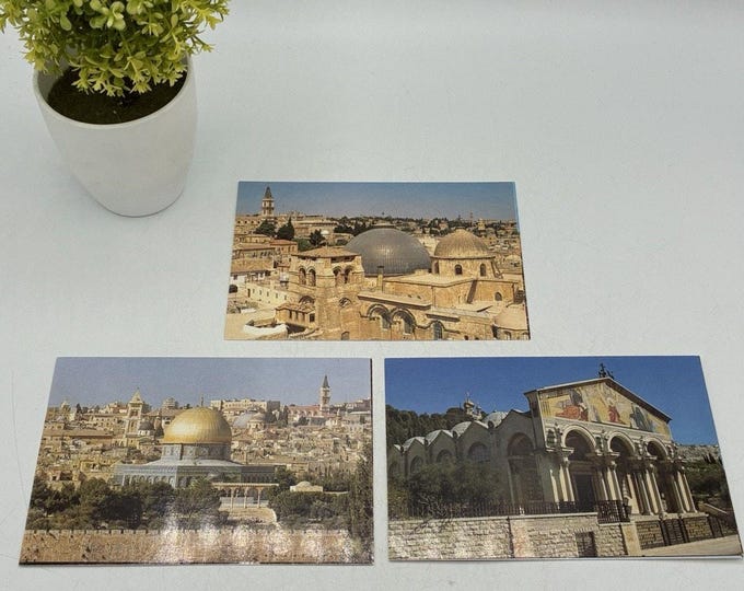 Vintage Unused Jerusalem Postcards Set of 3 Holy Sepulchre Gethsemane