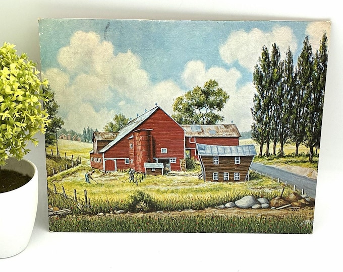 Vintage “Red Barn” by Karl Museum Print Editions Farm Landscape Print