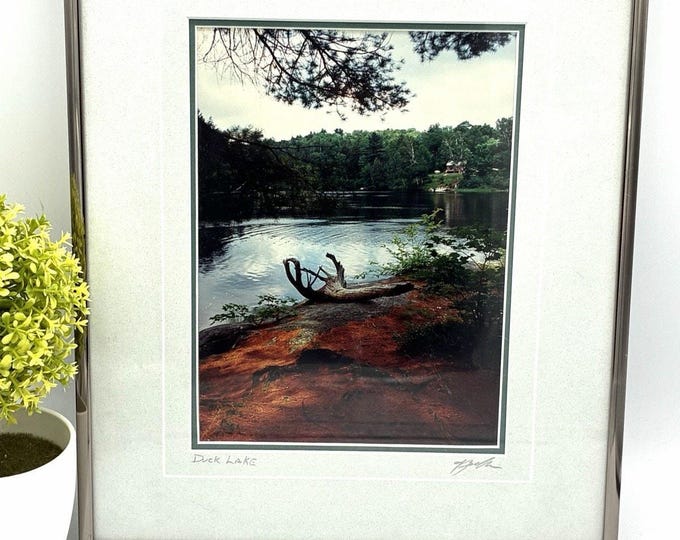 Signed Duck Lake Landscape Photography Art Print Matted Framed Nature Lake