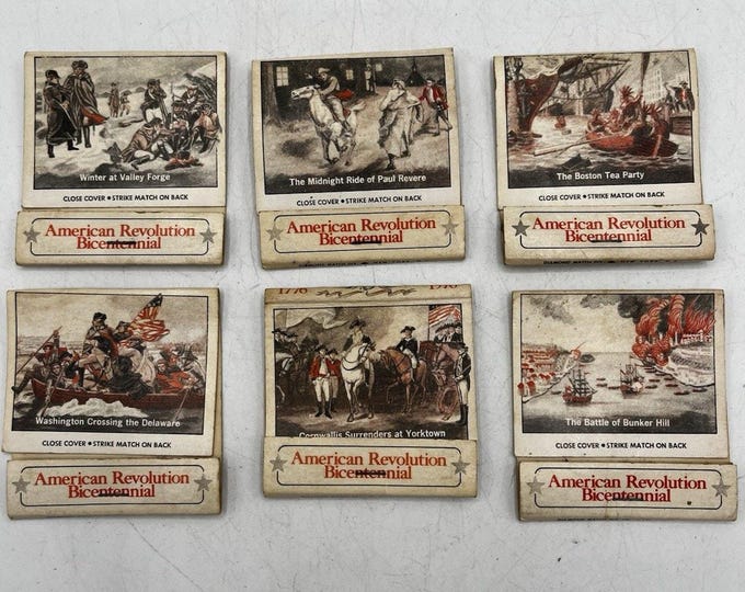 Complete Set 6 American Revolution Bicentennial 1976 Matchbooks Diamond Match