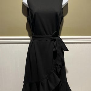Calvin Klein Women’s Black Belted Ruffled Mini Dress Women’s Size 8