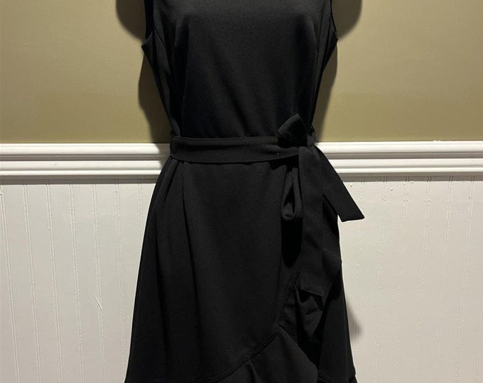 Calvin Klein Women’s Black Belted Ruffled Mini Dress Women’s Size 8