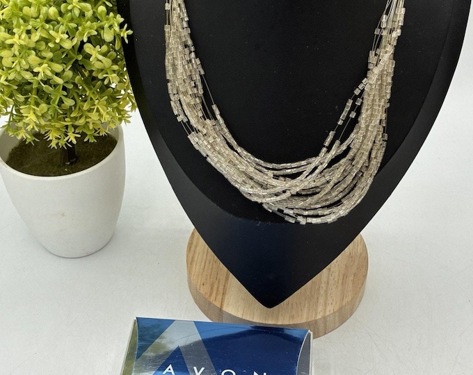 Avon Vintage 2003 Multistrand Sparkling Bead Necklace - Silver