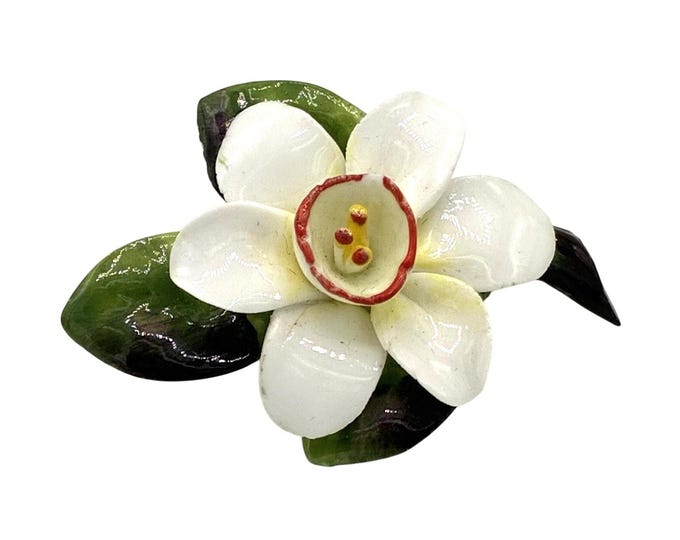 Vintage Cara China Staffordshire England Porcelain Flower Brooch Floral Pin