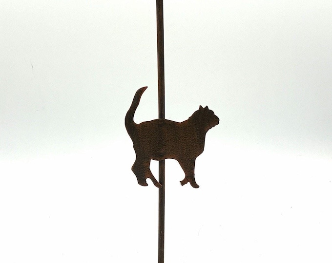 Vintage Metal Cat Candle Holder 13” Rustic Primitive Folk Art Made in India