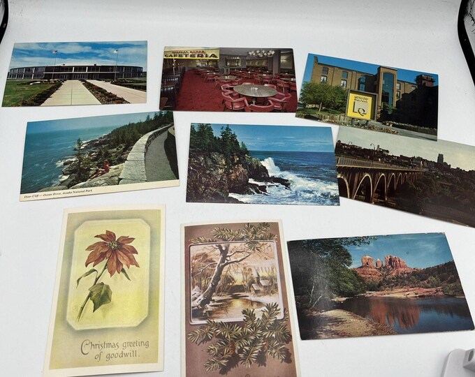 Lot of 9 Vintage Postcards Travel Christmas 1950s 1960s 1970s Unused Ephemera