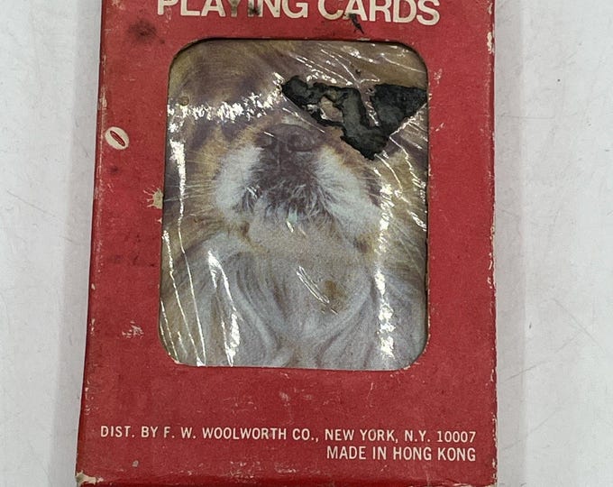 Vintage Woolworth woolco Plastic Coated Bridge Playing Cards Dog Picture new in box