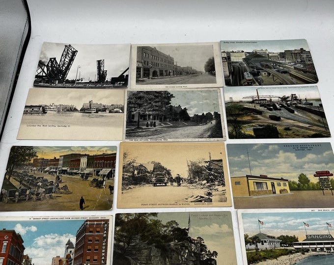 Lot 12 Antique 1900s-1940s Ohio Postcards Sandusky Bryan Ashtabula Cleveland