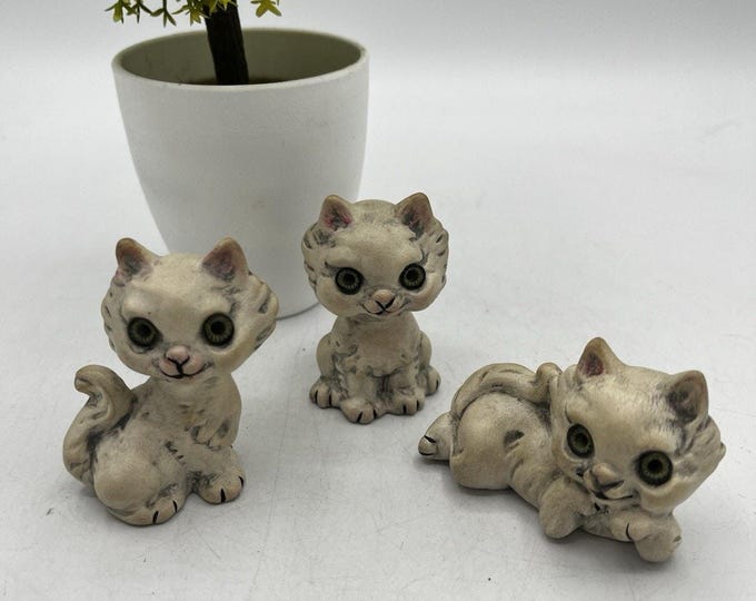 Vintage O. Kovach Signed Studio Art Ceramic Kitten Figurines Set of 3 Cat