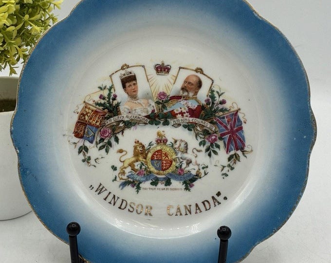 Antique 1902 King Edward VII Queen Alexandra Coronation Plate Windsor Canada