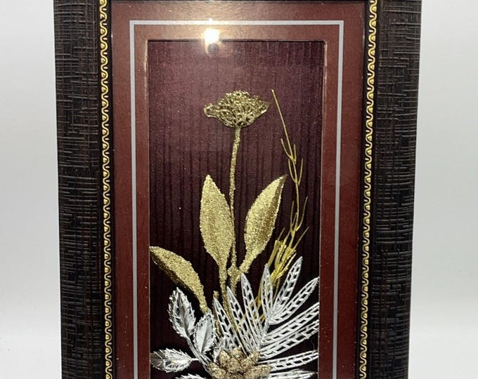 Handcrafted Plastic Shadowbox W Floral Arrangement Inside Signed Toriah Africa