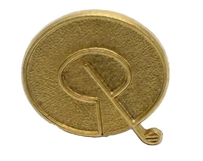 Vintage Gold Tone Golf Club Tie Tack Hole Marker Round Disc Design