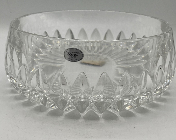 Vintage Stunning Gorham Full Lead Cut Crystal Bowl Centerpiece Germany 7.5” EUC