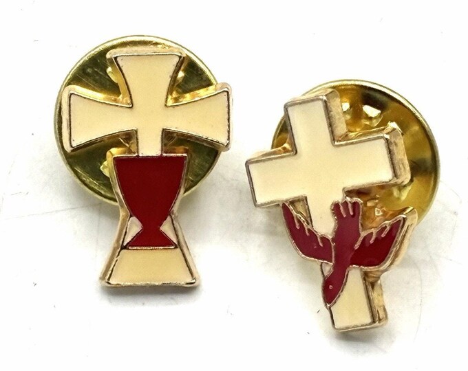 Vintage Christian Religious Lapel Pins Lot Cross Chalice Dove Communion