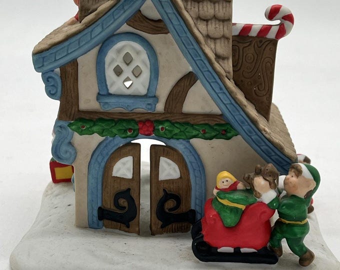 Partylite Santa’s Toy Workshop – Tea Light Christmas Village, Hand Painted