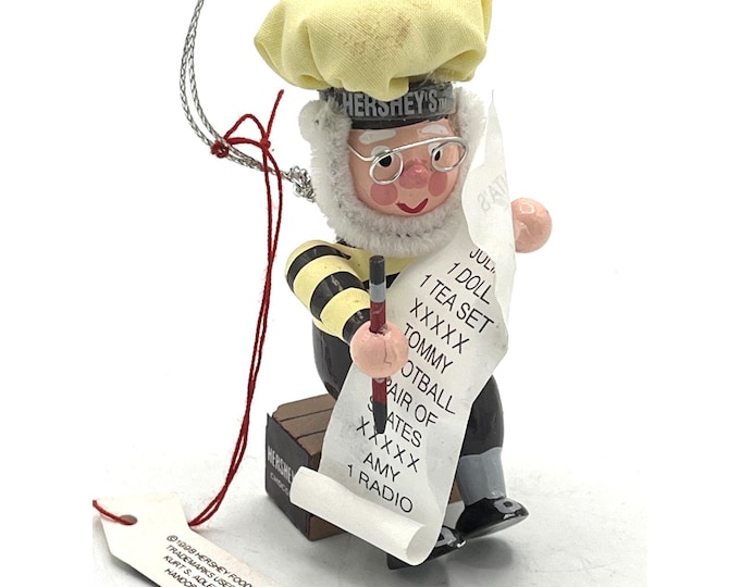 Vintage 1998 Hersheys Christmas Ornament Santa Baker Elf Santas List Kurt Adler