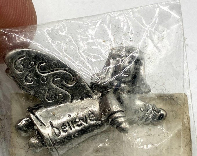 Ganz Believe Angel Lapel Pin NOS Sealed Silver Tone Inspirational Guardian Angel