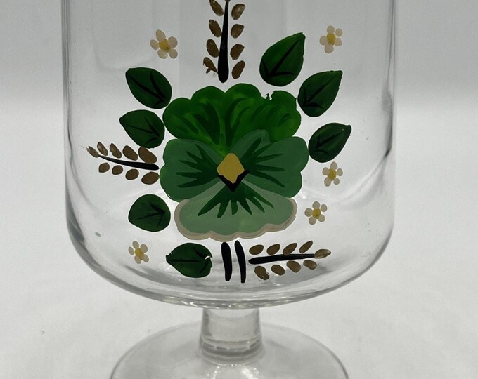 Vintage MCM Pedestal Candy Dish Floral Handpainted Design Spring Summer