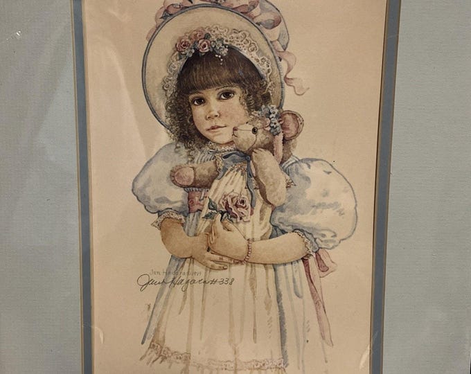 Matted Watercolor Lithograph "Bonnie" By Jan Hagara #338 P 12 X 16 In Plastic