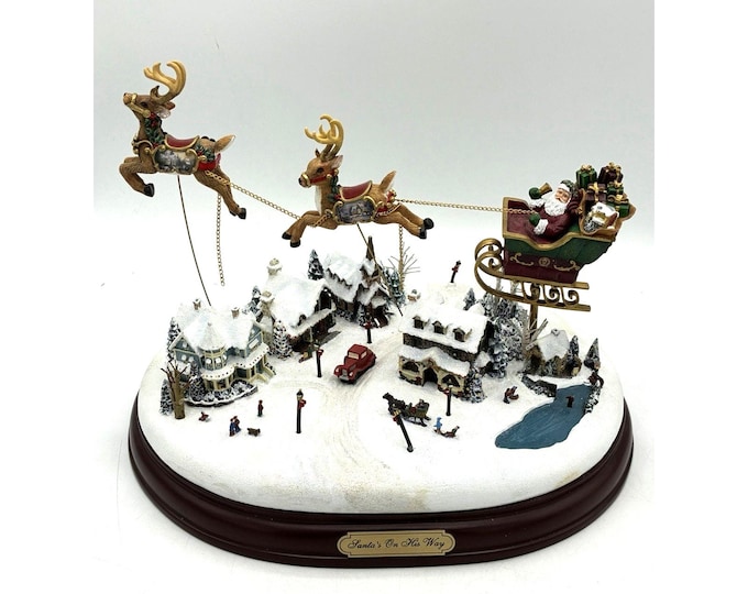 Thomas Kinkade Santa’s On His Way Hawthorne Village Lighted Sculpture Signed