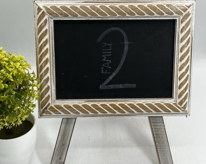 White Wash Chalkboard Easel Framed Standing Memo Board Farmhouse Decor