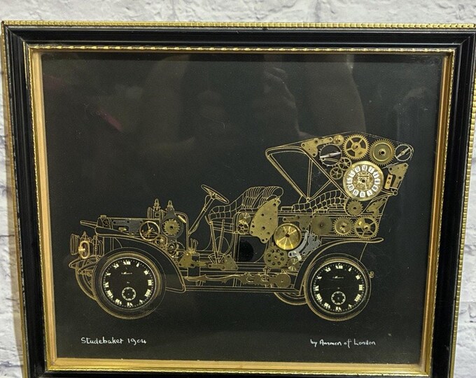 Vintage 1973 John Ammon London Studebaker 1904 Horological Collage Watch Art