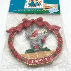 NOS 1993 Christmas Accents Polyresin Mouse Ornament Original Package Dated
