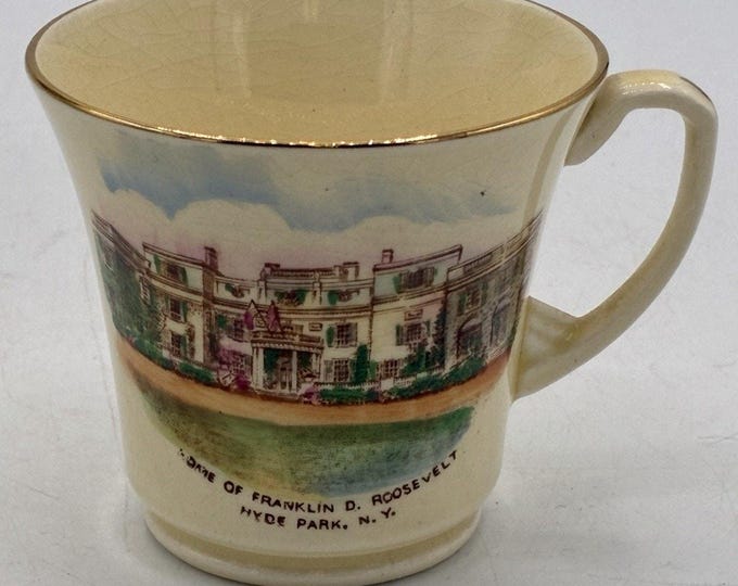 Jonroth Crown Devon Staffordshire FDR Roosevelt Hyde Park NY Souvenir Cup