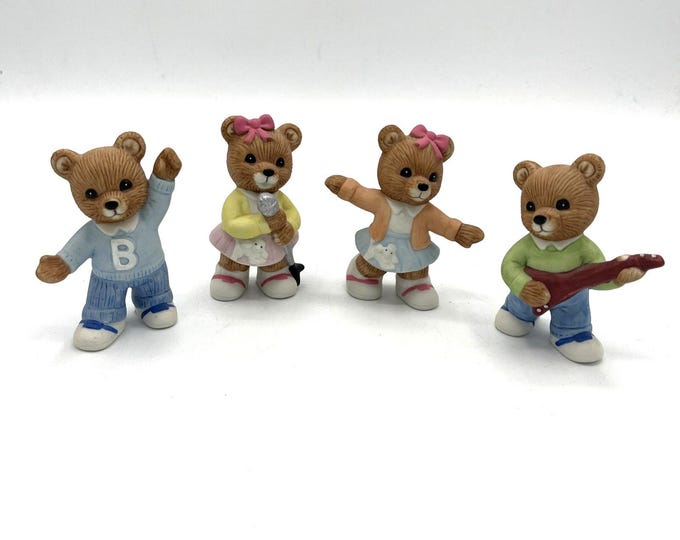 Homco #1421 Bears Sock Hop Rock n Roll Set of 4 Figurines Happy Days Vintage